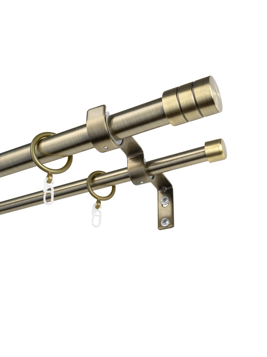 Карниз металлический раздвижной Цилиндр 28/25мм 2.0-3.6м 2-х рядный АНТИК