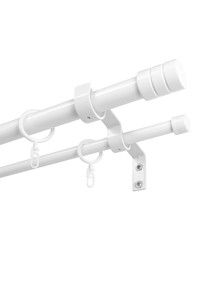 Карниз металлический раздвижной Цилиндр 28/25мм 2.0-3.6м 2-х рядный БЕЛЫЙ ГЛЯНЕЦ