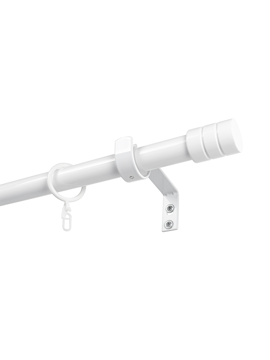 Карниз металлический раздвижной Цилиндр 28/25мм 2.0-3.6м 1 рядный БЕЛЫЙ ГЛЯНЕЦ