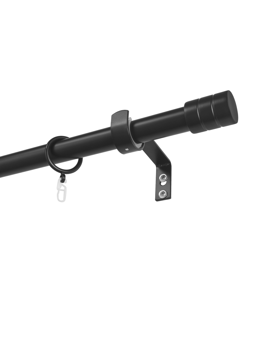 Карниз металлический раздвижной Цилиндр 28/25мм 2.0-3.6м 1 рядный ЧЕРНЫЙ МАТОВЫЙ